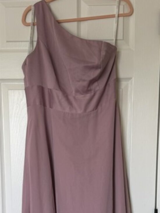 David's Bridal Dresses & Skirts - Elegant One Shoulder Crepe Back Satin Dress
